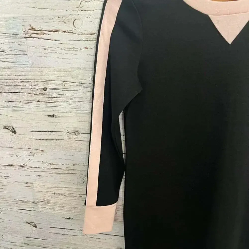J crew size 0 long sleeve  pink black wool blend dress